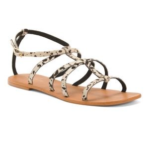 New Torgeis Size 11 Sandals Leather Pony Print Flat Womens Shoes